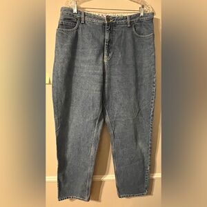 Vintage Lands End Relaxed Fit Traditional Waist Tapered Leg Size 16 Medium Wash